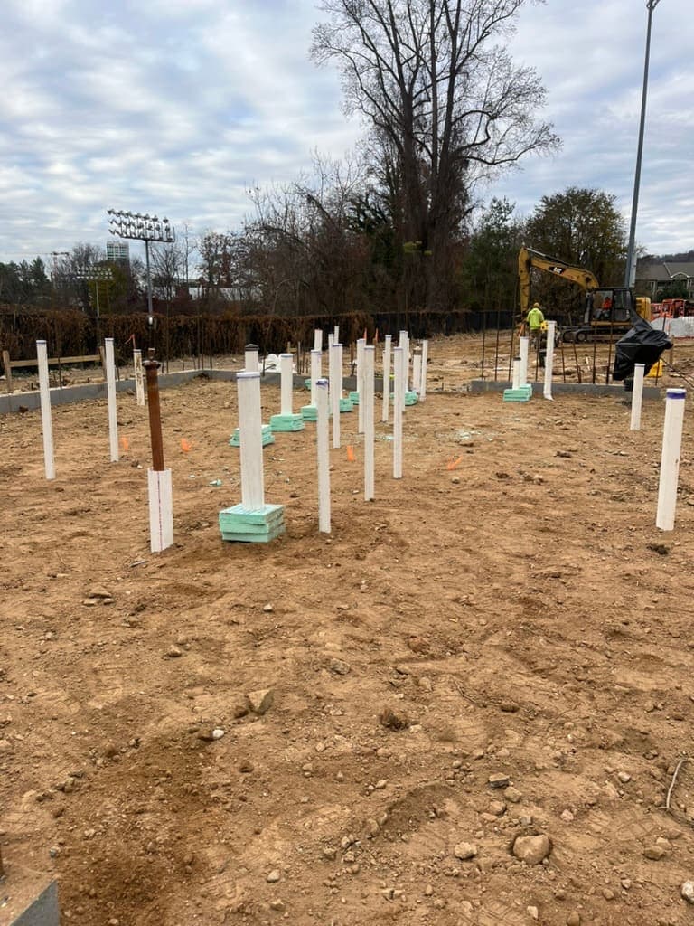 Under-slab plumbing rough-in for new construction by MRJ Plumbing near Asheville, NC