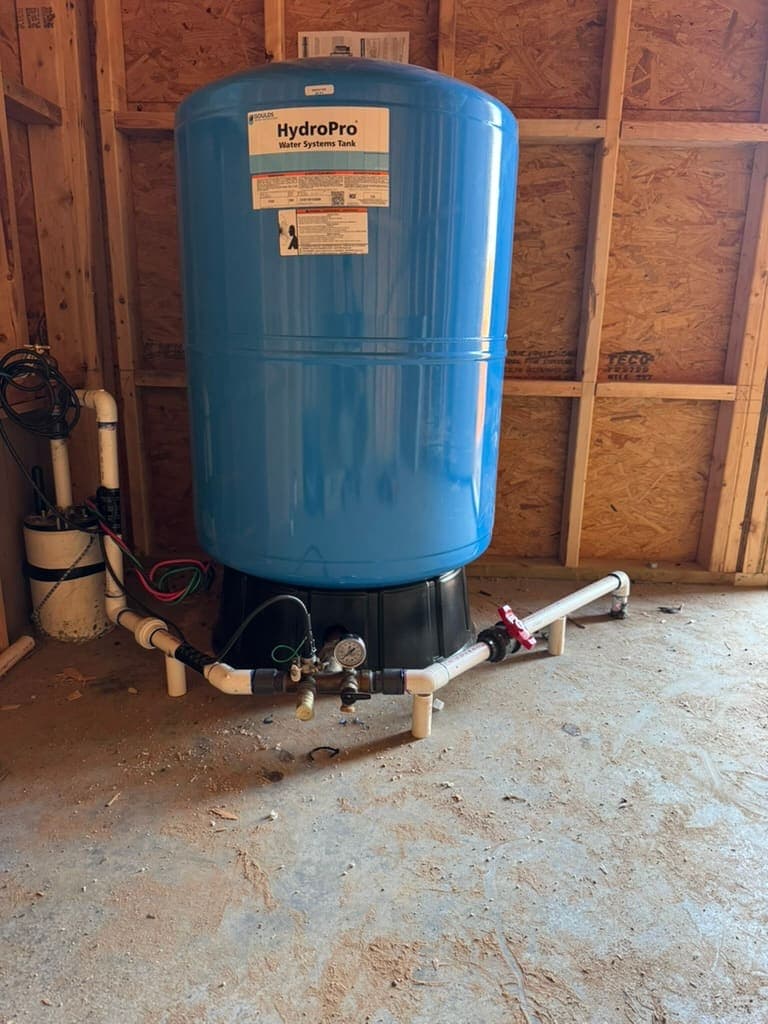Well pressure tank installation, a plumbing job by MRJ Plumbing in the Asheville, NC area
