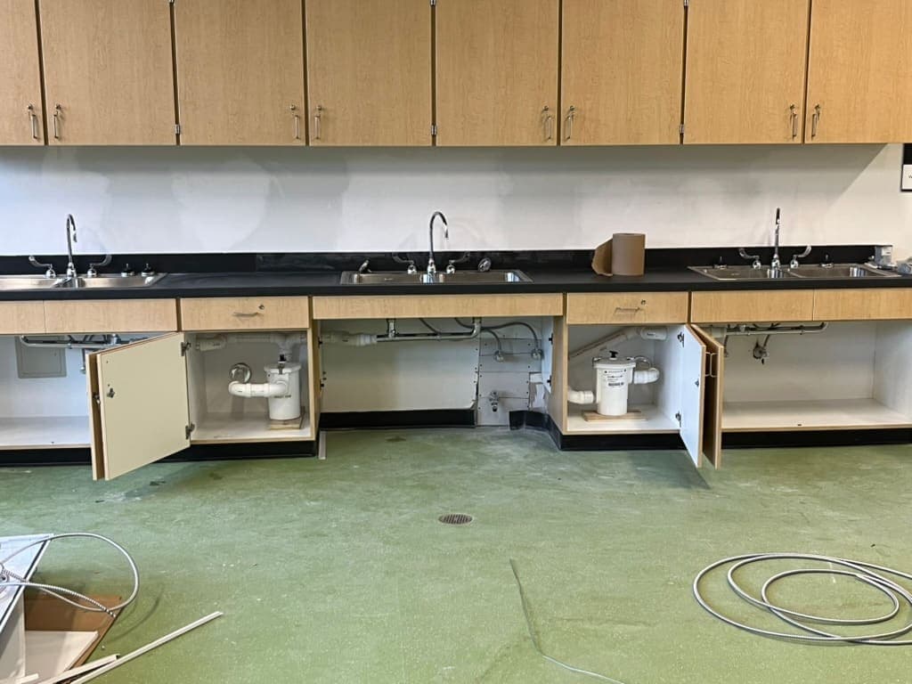 Commercial sink installation, a plumbing job by MRJ Plumbing in the Asheville, NC area