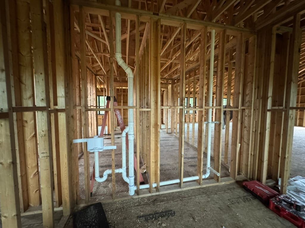 Rough-in plumbing for a new building, a plumbing job by MRJ Plumbing in the Asheville, NC area